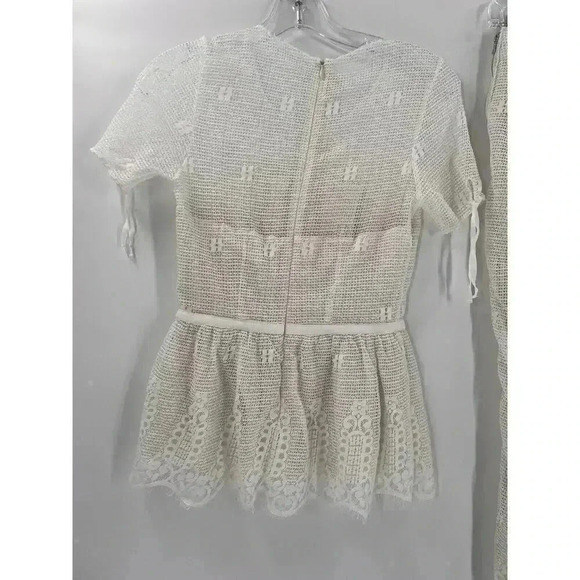 Luba by Hannah Payne Ivory Mesh Lace Peplum Babydoll Blouse SZ 0 Pants Size 4 - Picture 6 of 16